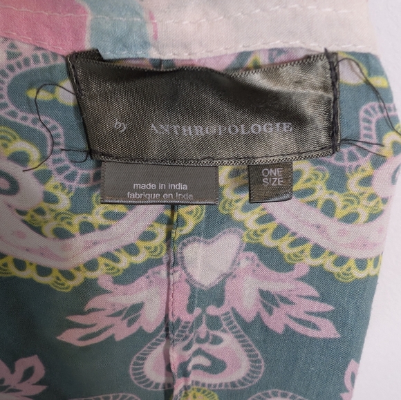 Anthropologie Kimono Cardigan in Green Paisley Floral Mix Print - Picture 6 of 6